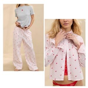 Aerie cherry searsucker pajama set